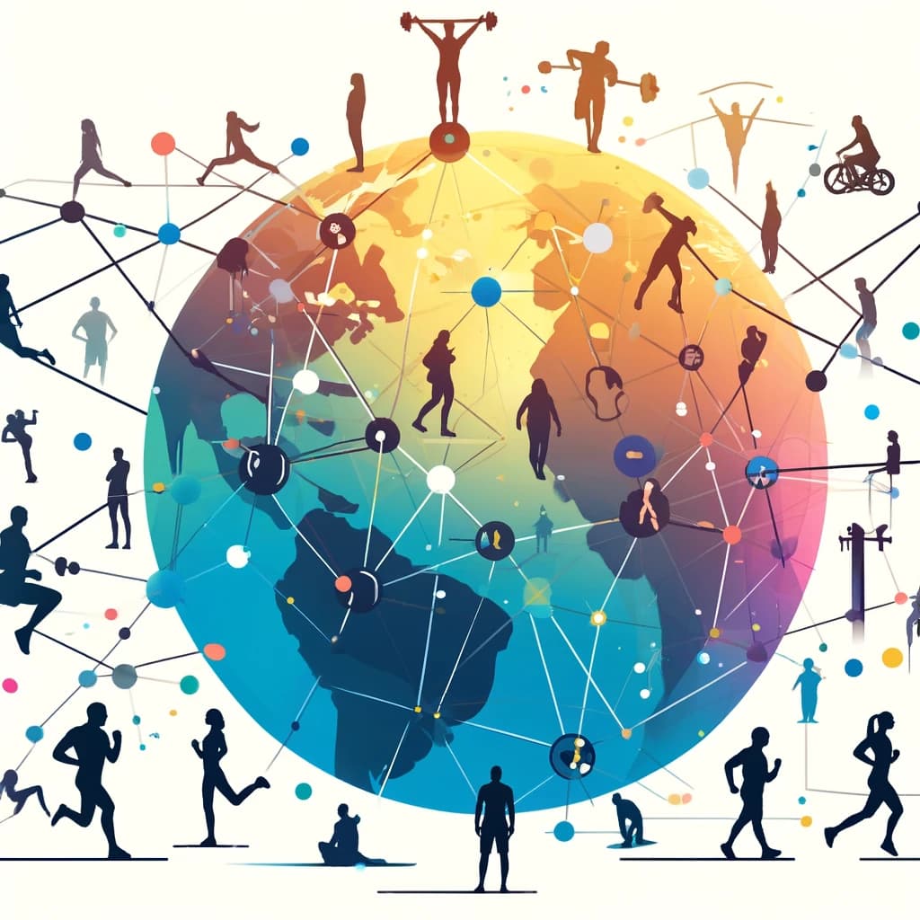 DALL·E 2024-04-04 14.28.25 - Create a minimalist illustration that captures the essence of a global fitness community connected